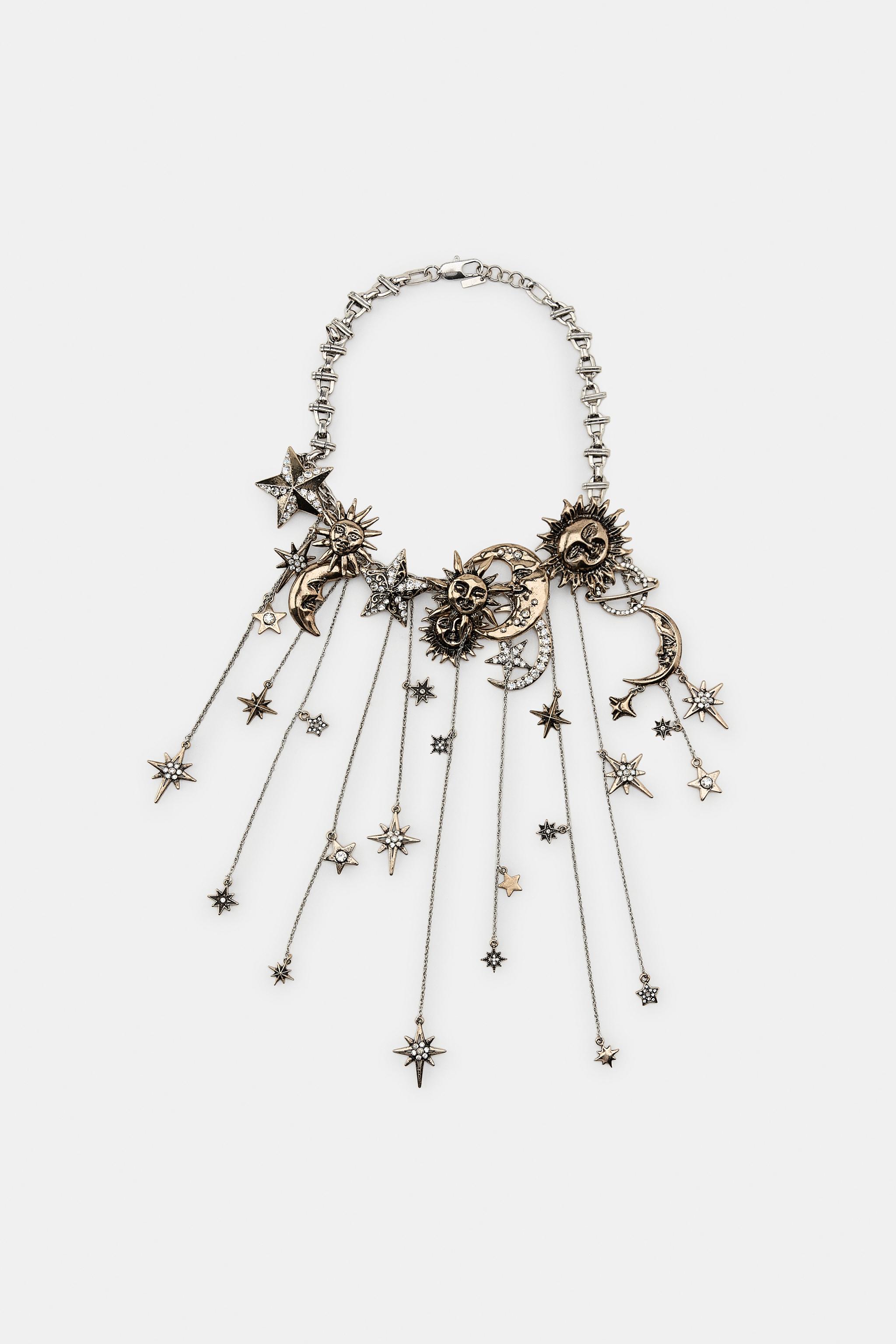 METAL MOON AND STARS NECKLACE